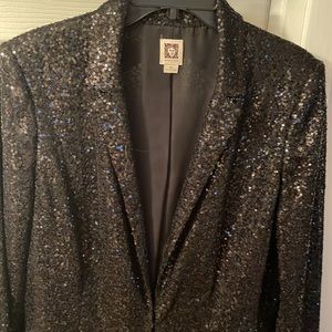 Sequin Open Front Shawl-Collar